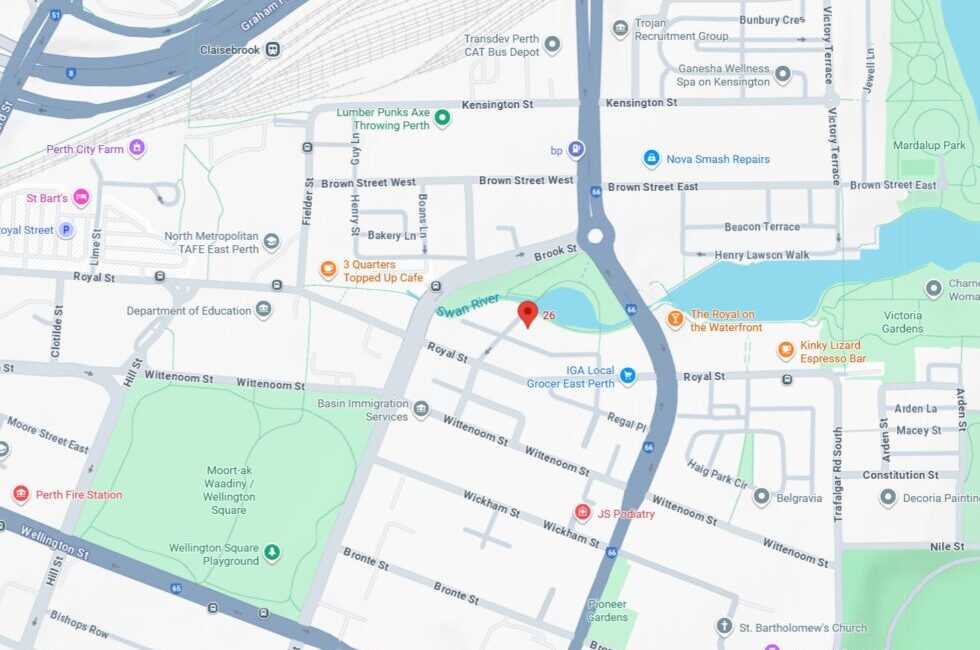 Perth Office at Unit 3, 26 Eastbrook Terrace East Perth WA 6004 Map